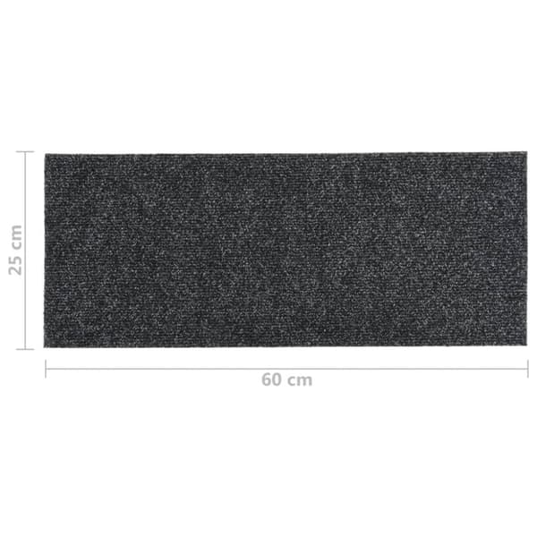 Trappmattor självhäftande 15 st 60x25 cm mörkgrå rektangulära