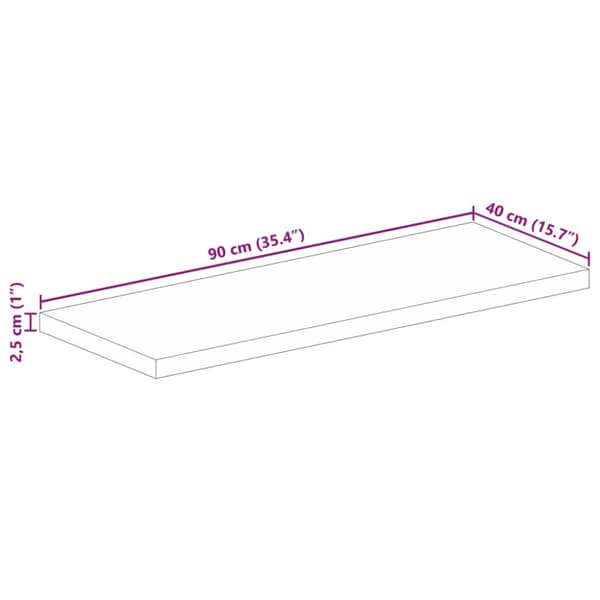 Bordsskiva 90x40x2,5 cm rektangulär massiv mango-trä