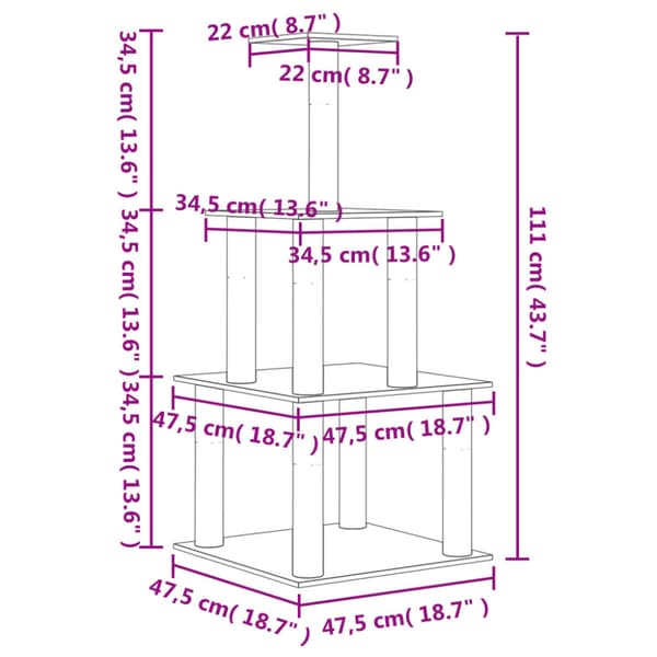 Klösträd med sisalpelare mörkgrå 111 cm