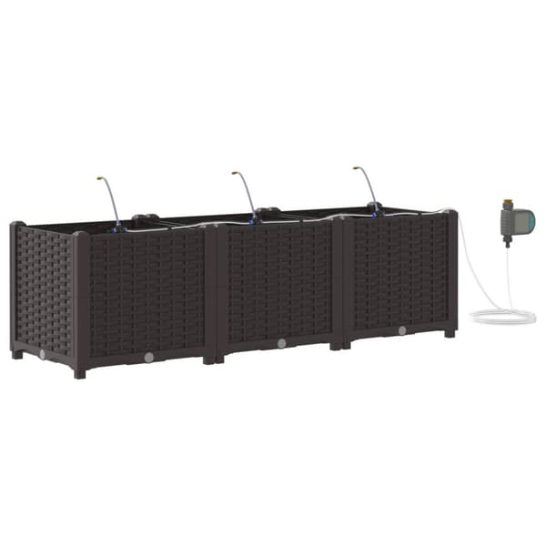 Trädgårdsplanterare 3 pcs Brun Plast
