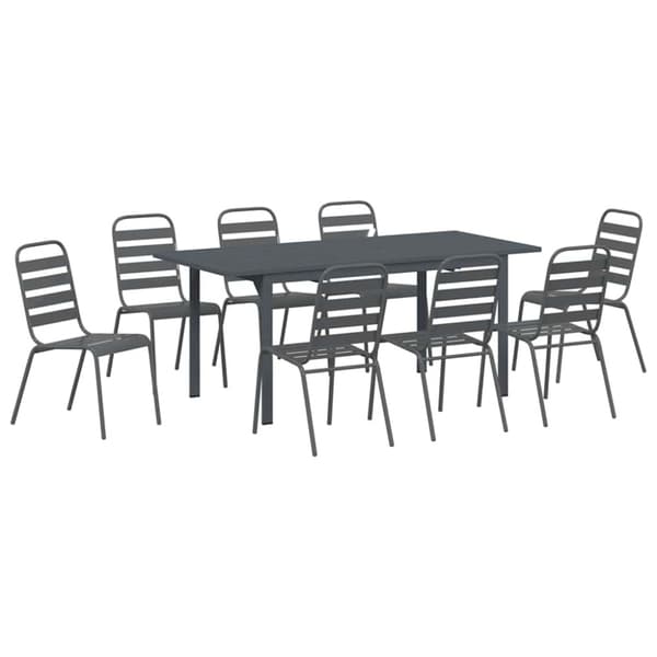 Trädgårdsmöbelset 9 pcs Antracit Pulverlackerad stål