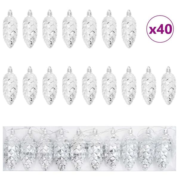 Julgran Kottboll 40 pcs Silver Plast