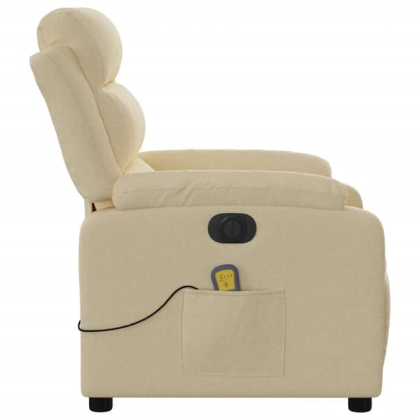 Elektrisk massagefåtölj gräddvit tyg