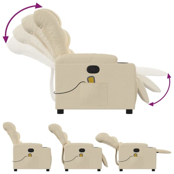Massagefåtölj krämfärgad tyg