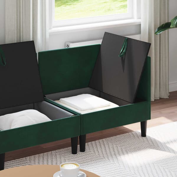 Möbelset för vardagsrummet med kudde 4 pcs Mörkgrön Sammet