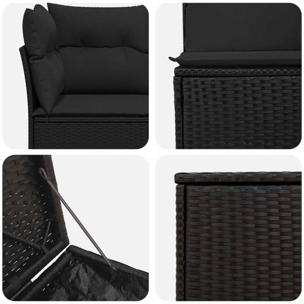 Soffset 7 pcs Svart Poly Rattan och stål