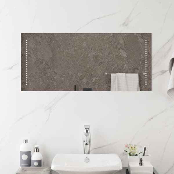 LED Badrumsspegel Transparent 90 x 40 cm härdat glas