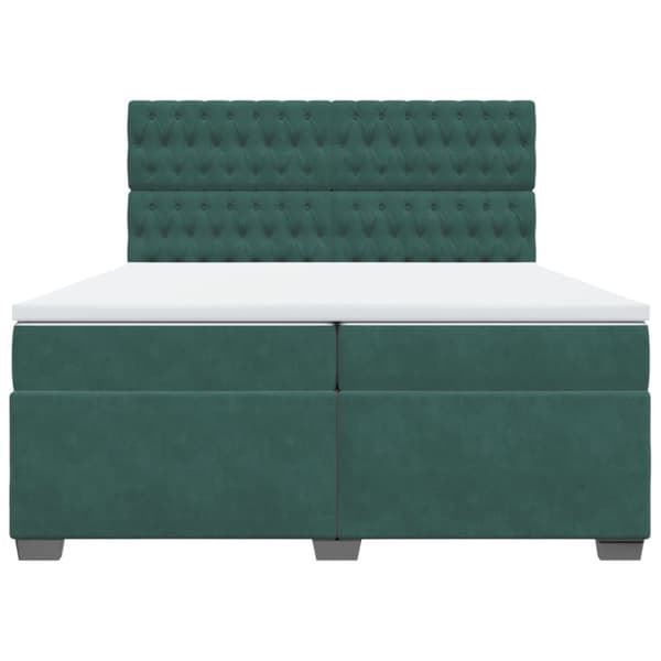 Ramsäng med madrass mörkgrön 200x200 cm sammet