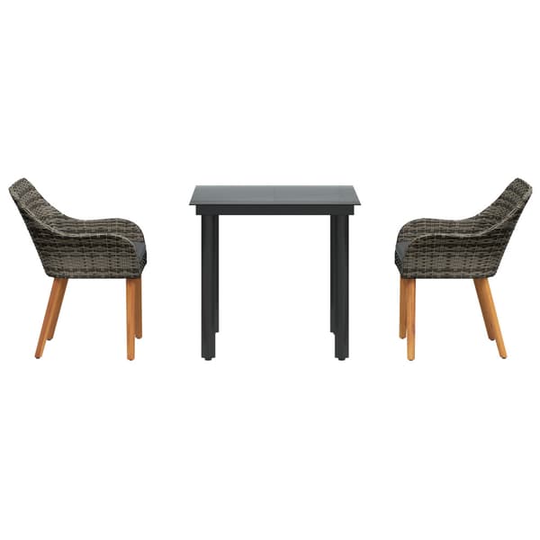 Trädgårdsmöbelset med kudde 3 pcs Grå konstrotting