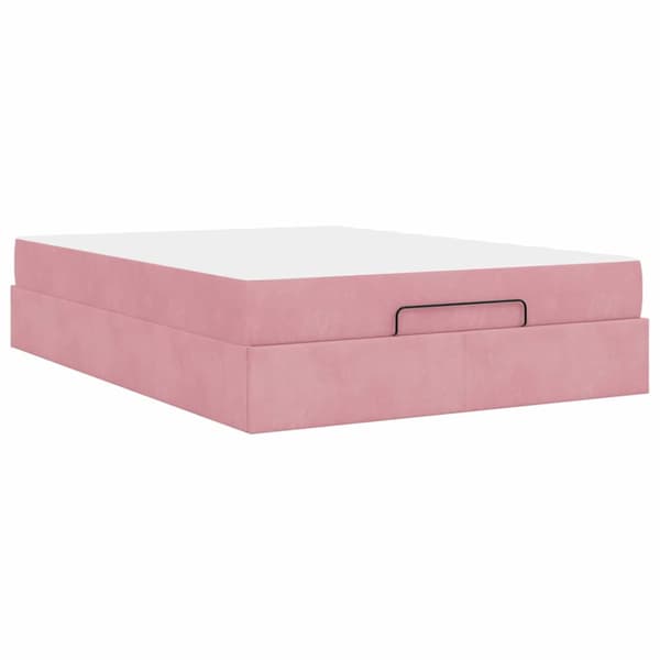 Sängram med madrass 2 pcs Rosa Sammet