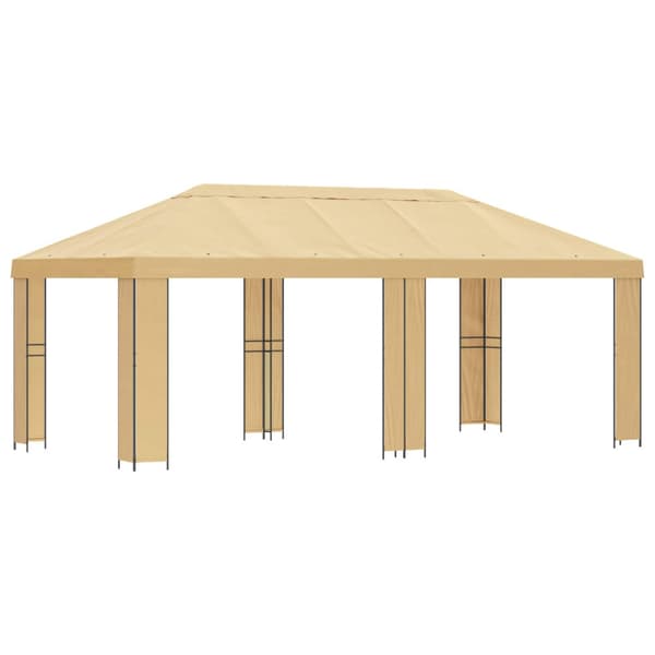 Trädgårdsgazebo 6 x 3 m Gräddvit Polyester och Stål 190