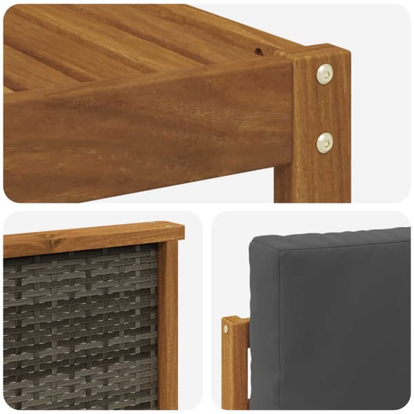 Utomhussoffset med kudde 7 pcs Naturlig och Antracit Polyester