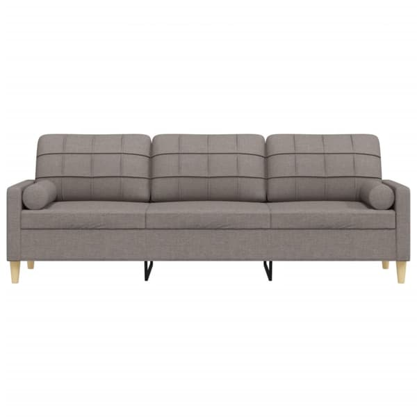 3-sitssoffa med prydnadskuddar taupe 210 cm tyg