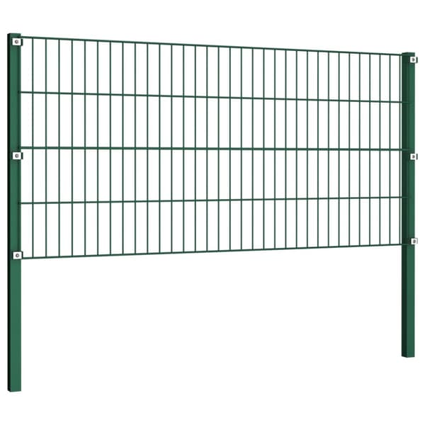 Staketpanel med stolpar järn 1730x80 cm grön