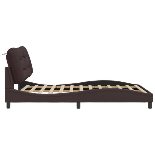 Bed Frame without Mattress "Hvar" Dark Brown 140x200 cm Fabric