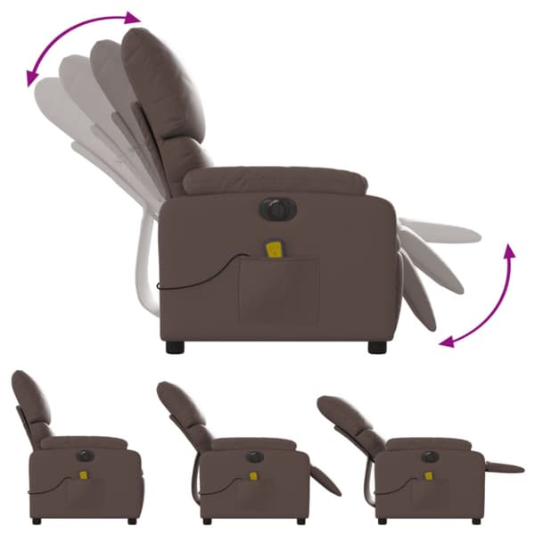 Elektrisk massagefåtölj brun konstläder