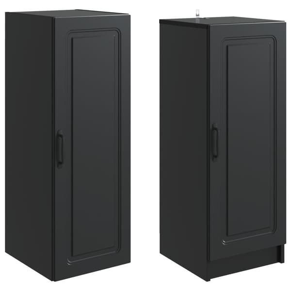 Skåpset 2 pcs Svart Konstruerat trä