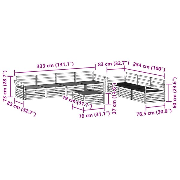 Utomhussoffset 8 pcs Naturfärg
