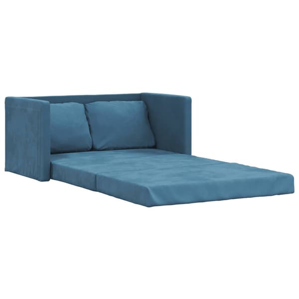 Golvbäddsoffa 2-i-1 blå 122x204x55 cm sammet