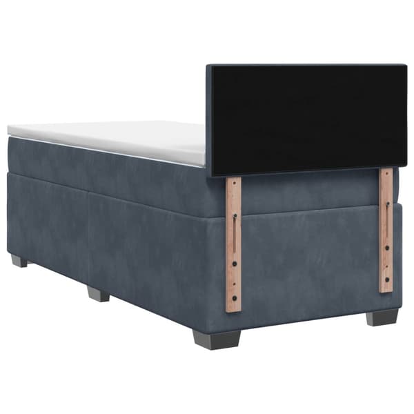 Boxspring säng med madrass och LED Mörkgrå 90 x 200 cm Sammet