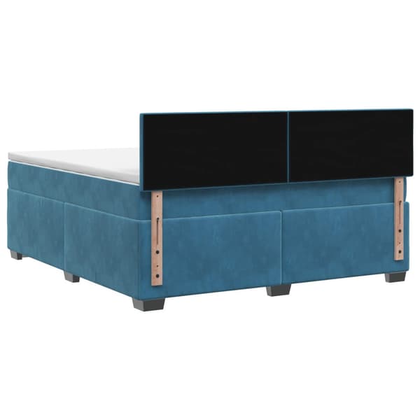 Boxspring säng med madrass och LED Blå 140 x 190 cm Sammet