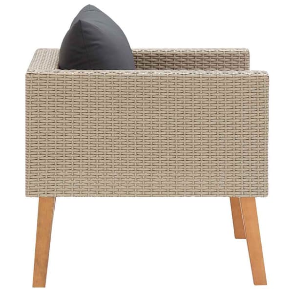 Trädgårdsfåtölj med dynor konstrotting beige