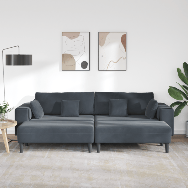 Soffa 3 pcs Mörkgrå 250 x 188 x 76 cm Sammet