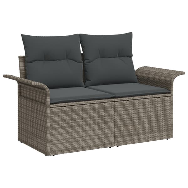 Trädgårdsoffset med lagring 9 pcs Grå konstrotting