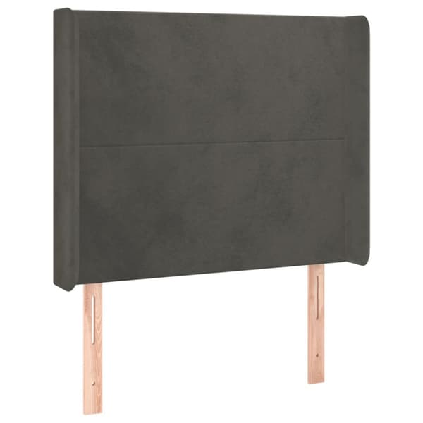 Sänggavel LED mörkgrå 93x16x118/128 cm sammet
