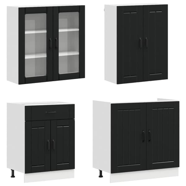 Köksenhet LUCCA 4 pcs Svart Konstruerat trä