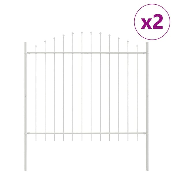 Trädgårdsstängsel 2 pcs Vit 170 x 165 cm Pulverlackerat stål
