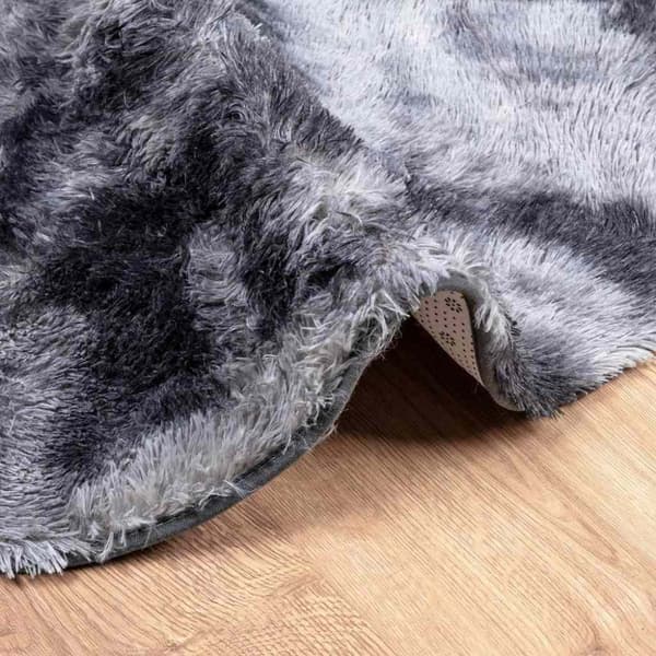Ryamatta med lång lugg NAVARRA mörkgrå 100x100 cm polyester