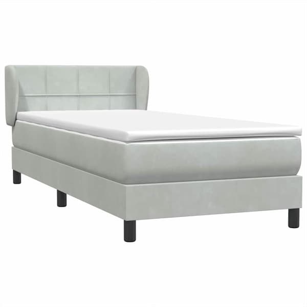 Ramsäng med madrass ljusgrå 80x220 cm sammet