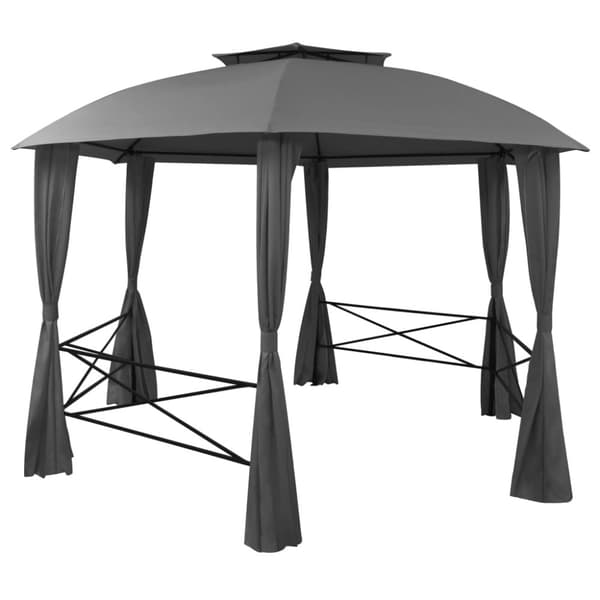 Paviljong med draperier hexagonal 360x265 cm