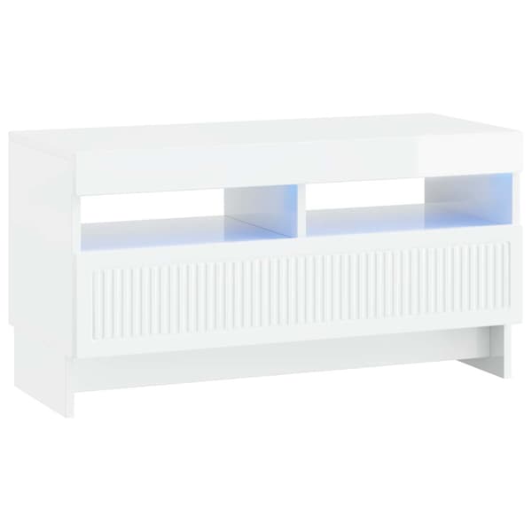 LED TV-skåp Vit högglans Konstruerat trä