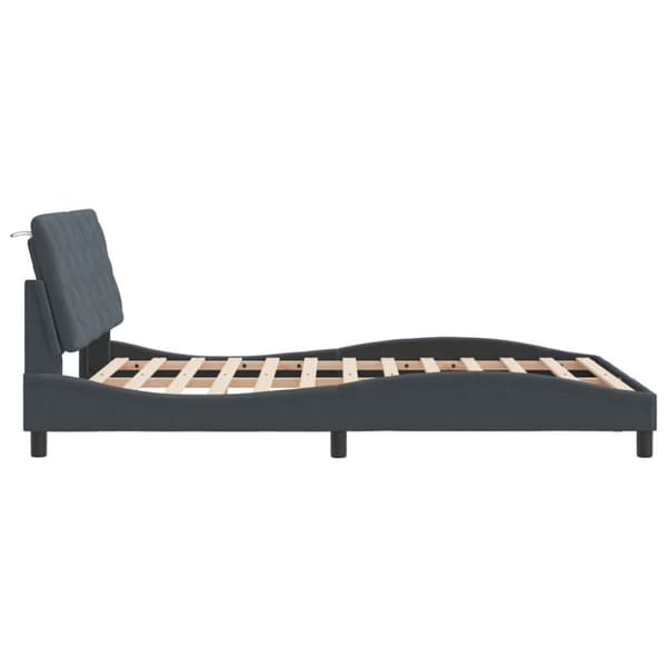 Bed Frame with LED without Mattress Dark Grey 140x200 cm Velvet