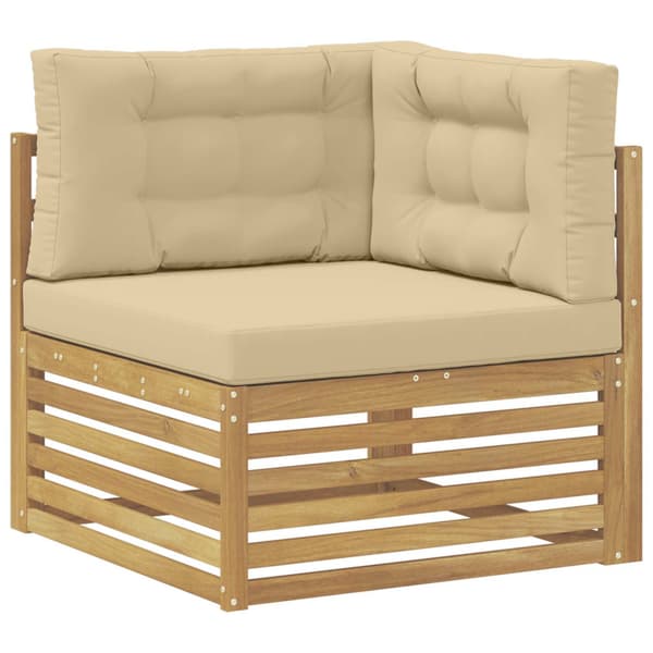 Utomhussoffset med kudde 6 pcs Vit och Beige Polyester