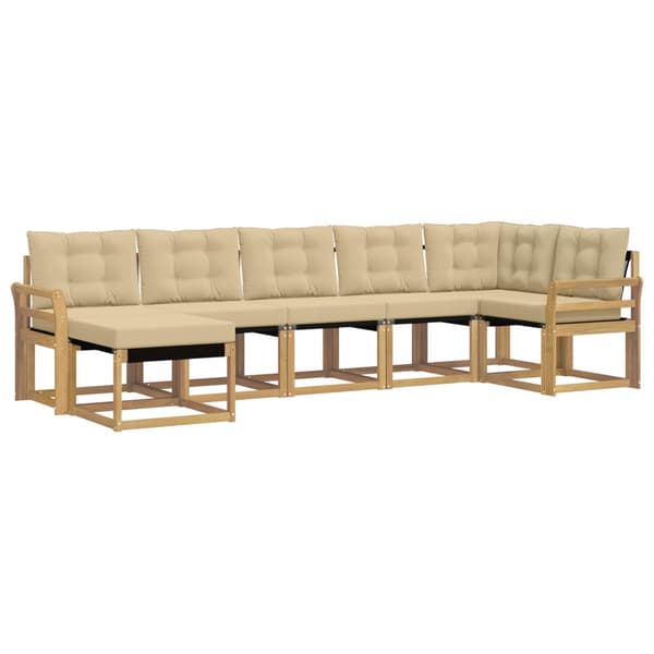 Utomhussoffset med kudde 7 pcs Vit och Beige