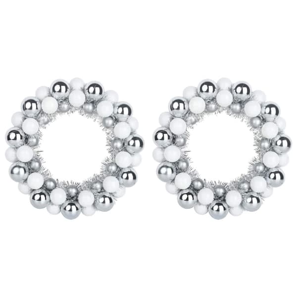 Julkulor kransar 2 pcs Vit och Silver 33 x 33 x 7 cm Polystyren