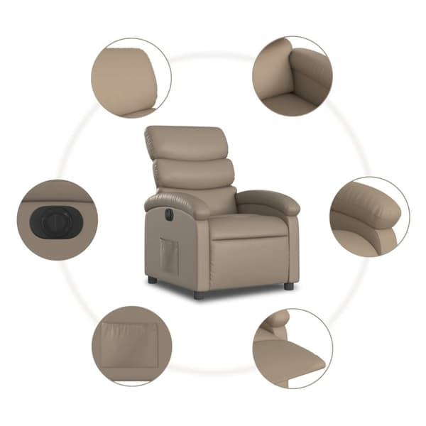 Elektrisk reclinerfåtölj cappuccino konstläder