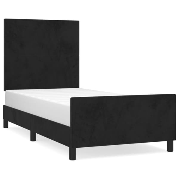 Sängram utan madrass svart 100x200 cm sammet