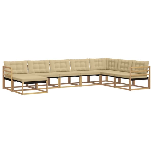 Utomhussoffset med kudde 8 pcs Vit och Beige