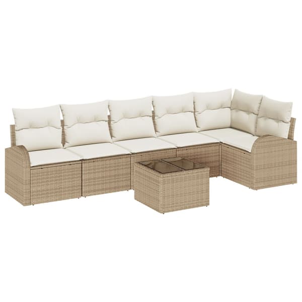 Trädgårdsoffset 7 pcs Beige konstrotting
