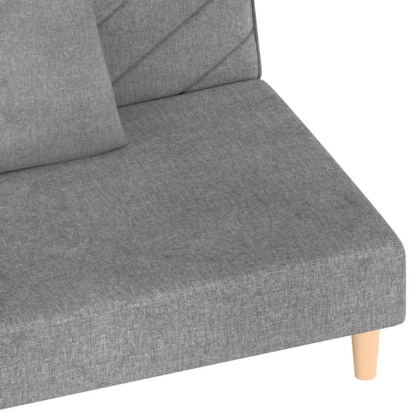Bäddsoffa 2-sits med två kuddar ljusgrå tyg