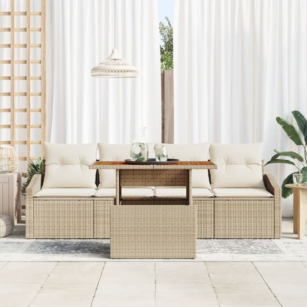Trädgårdsoffset med lagring 5 pcs Beige Poly rattan