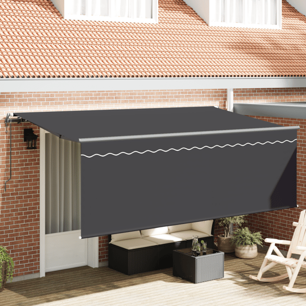 Utfällbar markis Antracit 400 x 200 cm Polyester och aluminium