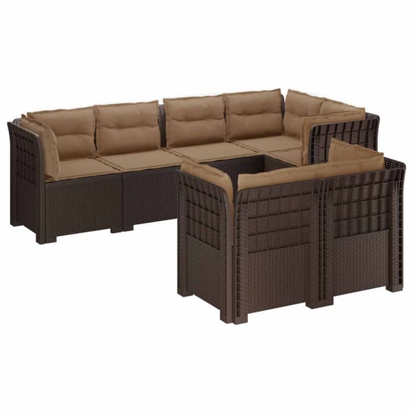7-sits Soffa med Kuddar Rattanlook PP Brun