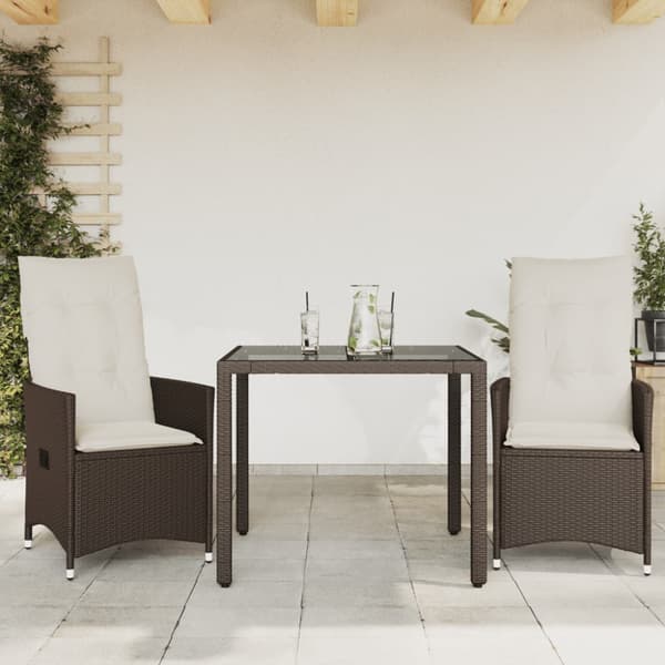Bistrogrupp med dynor 3 delar brun konstrotting