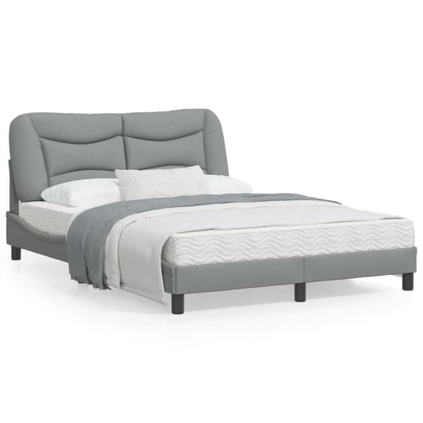 Bed Frame without Mattress "Hvar" Light Grey 140x200 cm Fabric