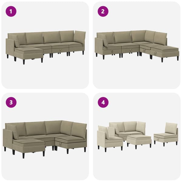 Möbelset för vardagsrummet 5 pcs Kaki Tyg
